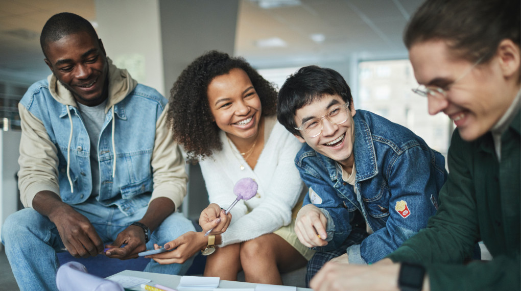 group of students sitting on couch