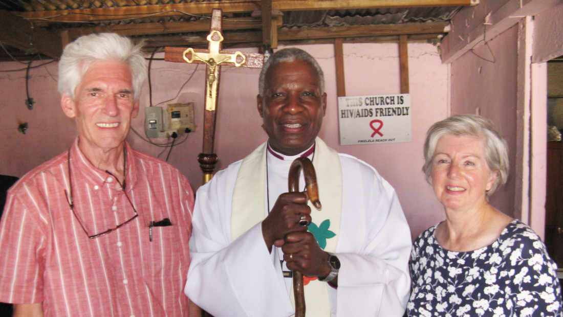 Jeanne Hogarth with husband and bishop