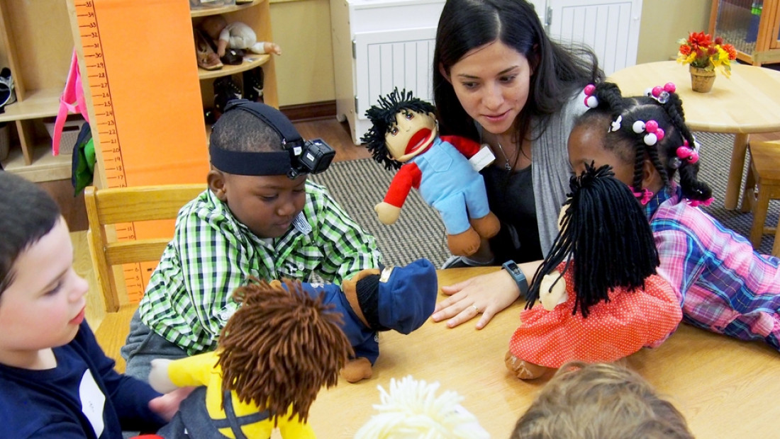 Preschooler wearing camera