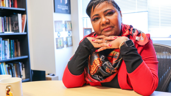 Donna Ford at desk