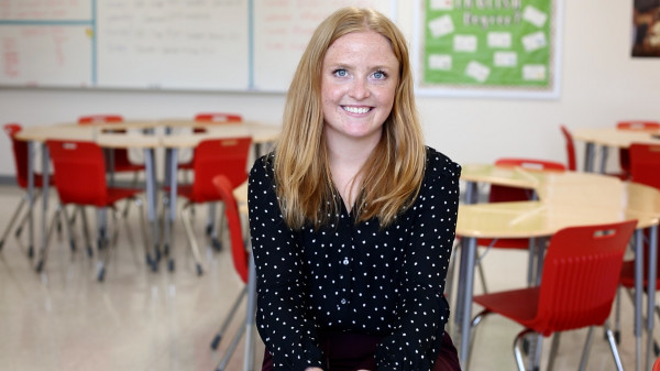 Student teacher in classroom