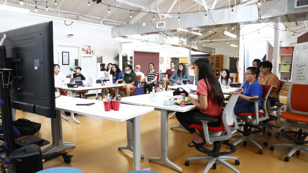 students in meeting