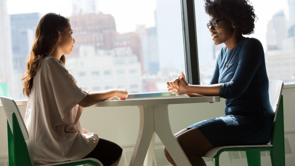 two people chatting