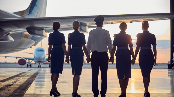 aviation staff near plane