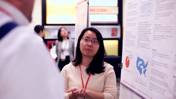 student at research forum