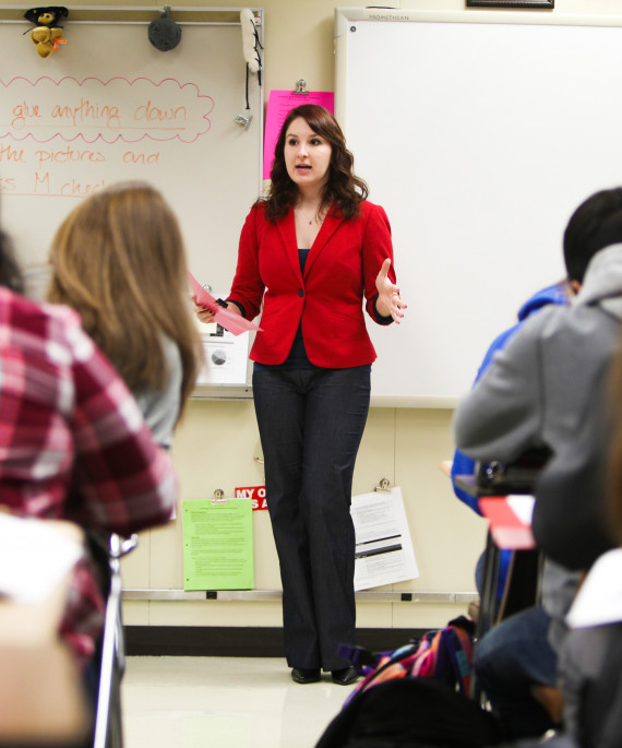 Student teacher in classroom