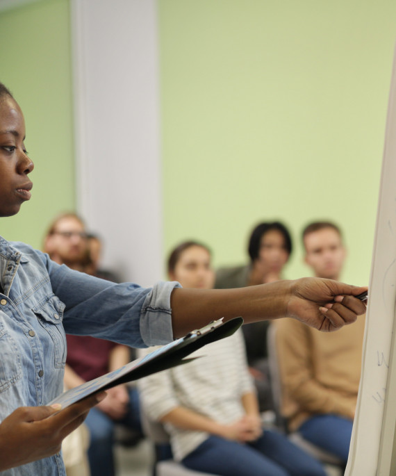 art teacher in classroom