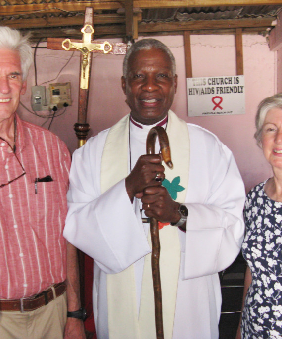 Jeanne Hogarth with husband and bishop