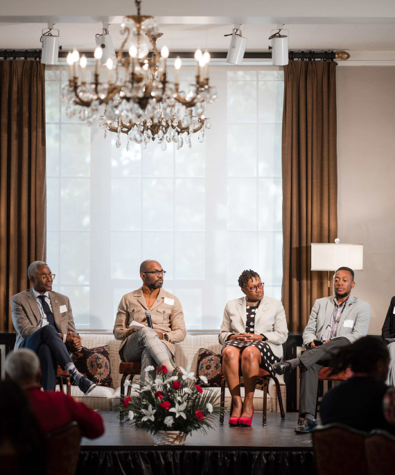 speakers on stage at Ohio State College of Education and Human Ecology Black Alumni Reunion