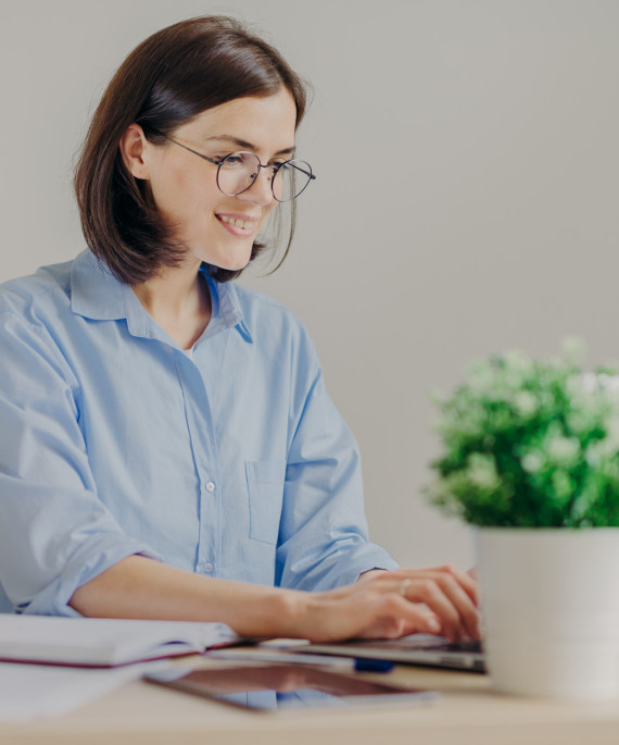 female freelancer works remote