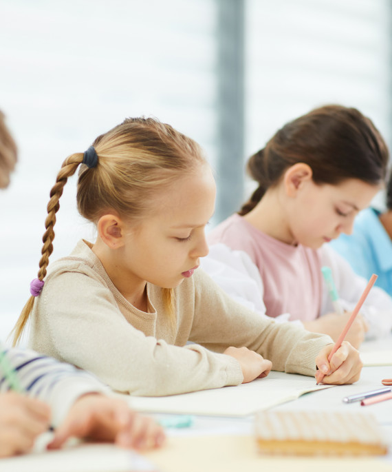 children working in classroom