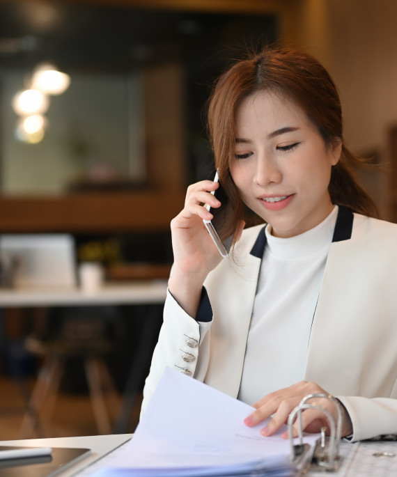 businesswoman checking documents