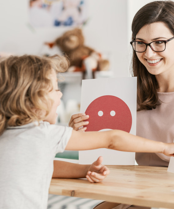 psychologist with child