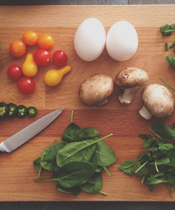 healthy foods on cutting board