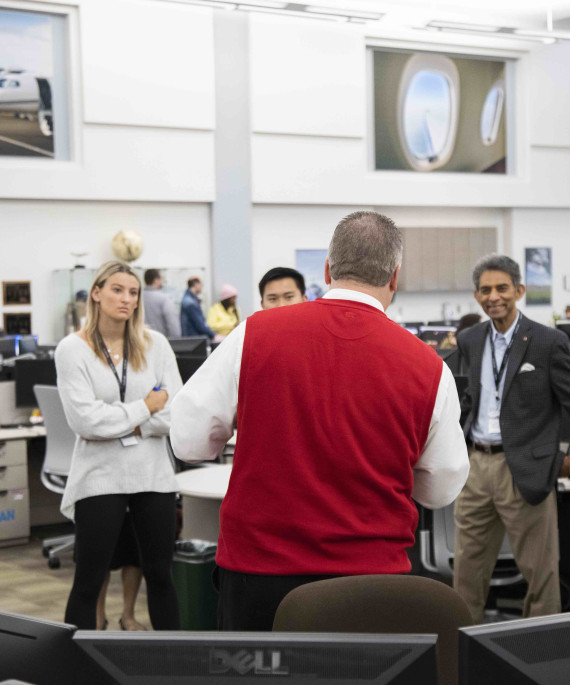 NetJets office with Ohio State students