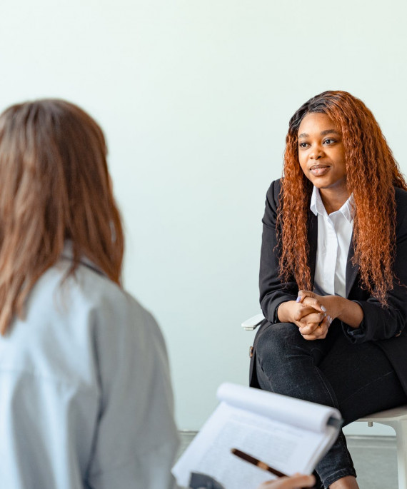 Counselor with patient