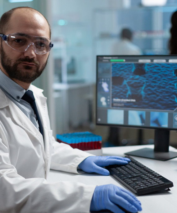 biochemist researcher working in lab 