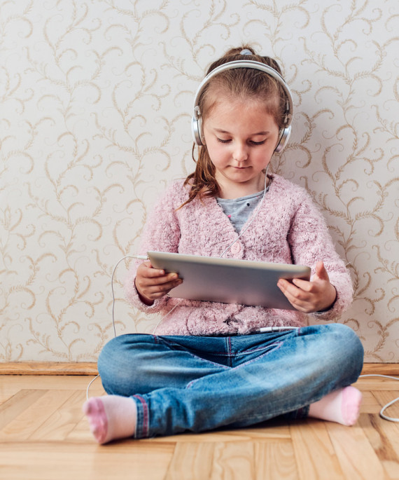 preschool student on tablet
