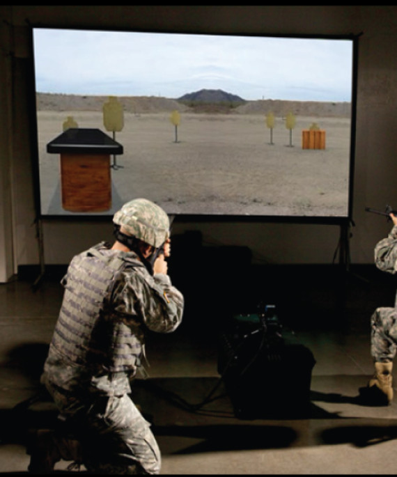 Soldiers practicing drills using virtual reality