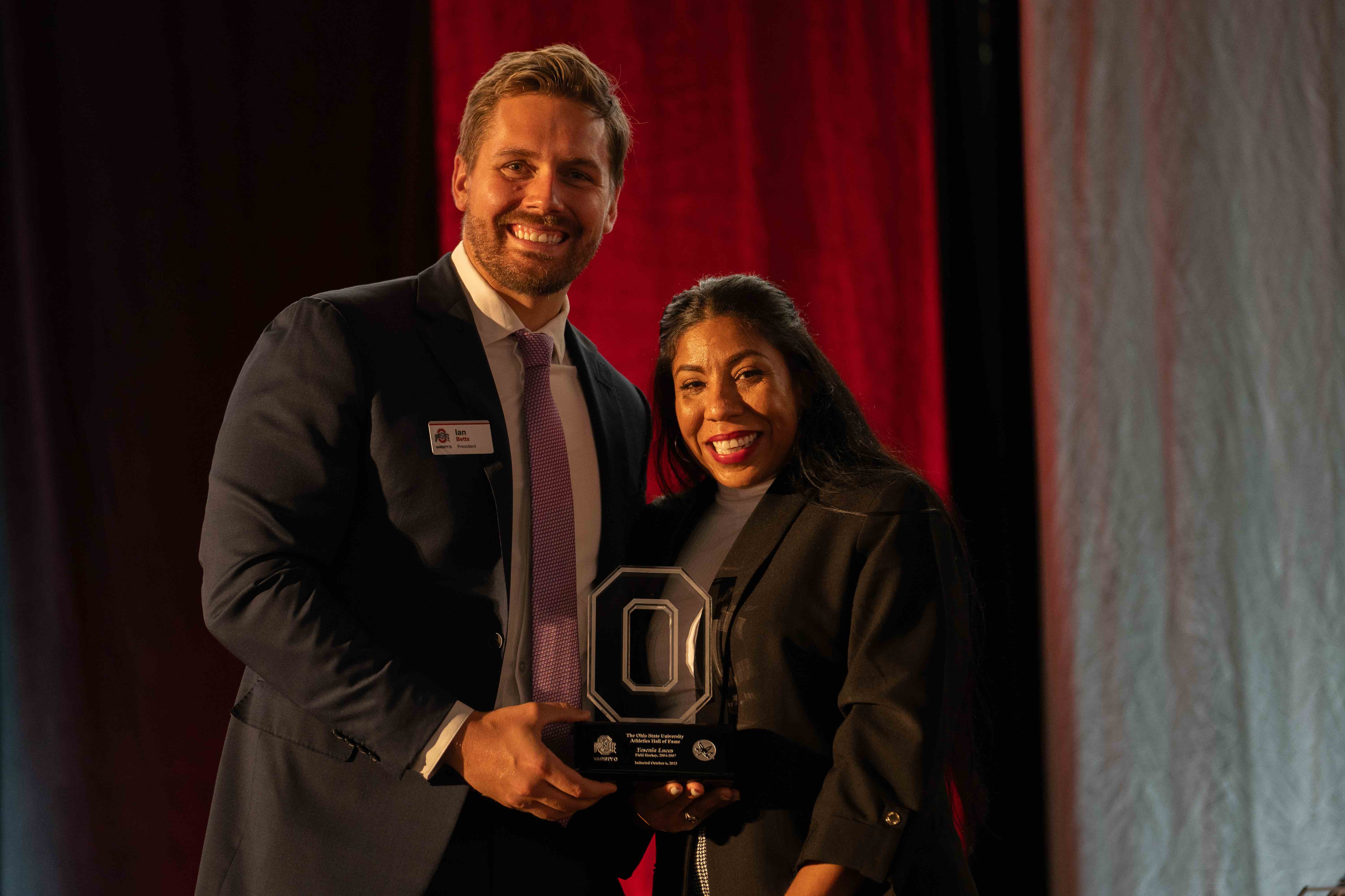 Luces receiving Ohio State Hall of Fame award at a banquet
